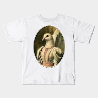 Victorian Dove Lady Oval Design Kids T-Shirt